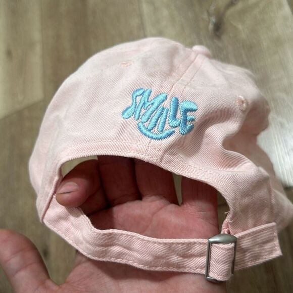 SMILE by Chloe Caillet Womens Light Pink Embroidered Baseball‎ Cap Adjustable - Picture 4 of 6